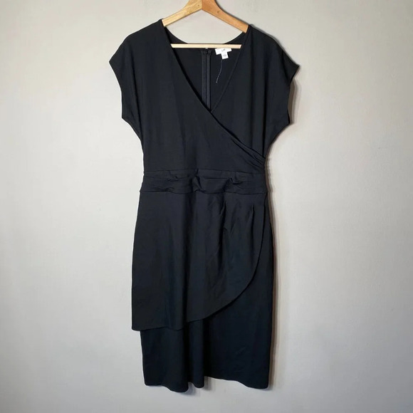 NWOT Christian Siriano for J.Jill Womens Size Small V-Neck Faux Wrap Black Dress - Picture 5 of 16